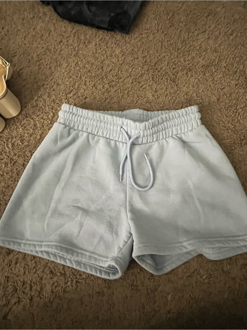 Cozy Light Blue Women's Drawstring Lounge Shorts